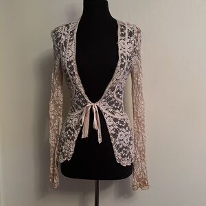 Ann Ferriday vintage lace tie cardigan, fits small and medium
